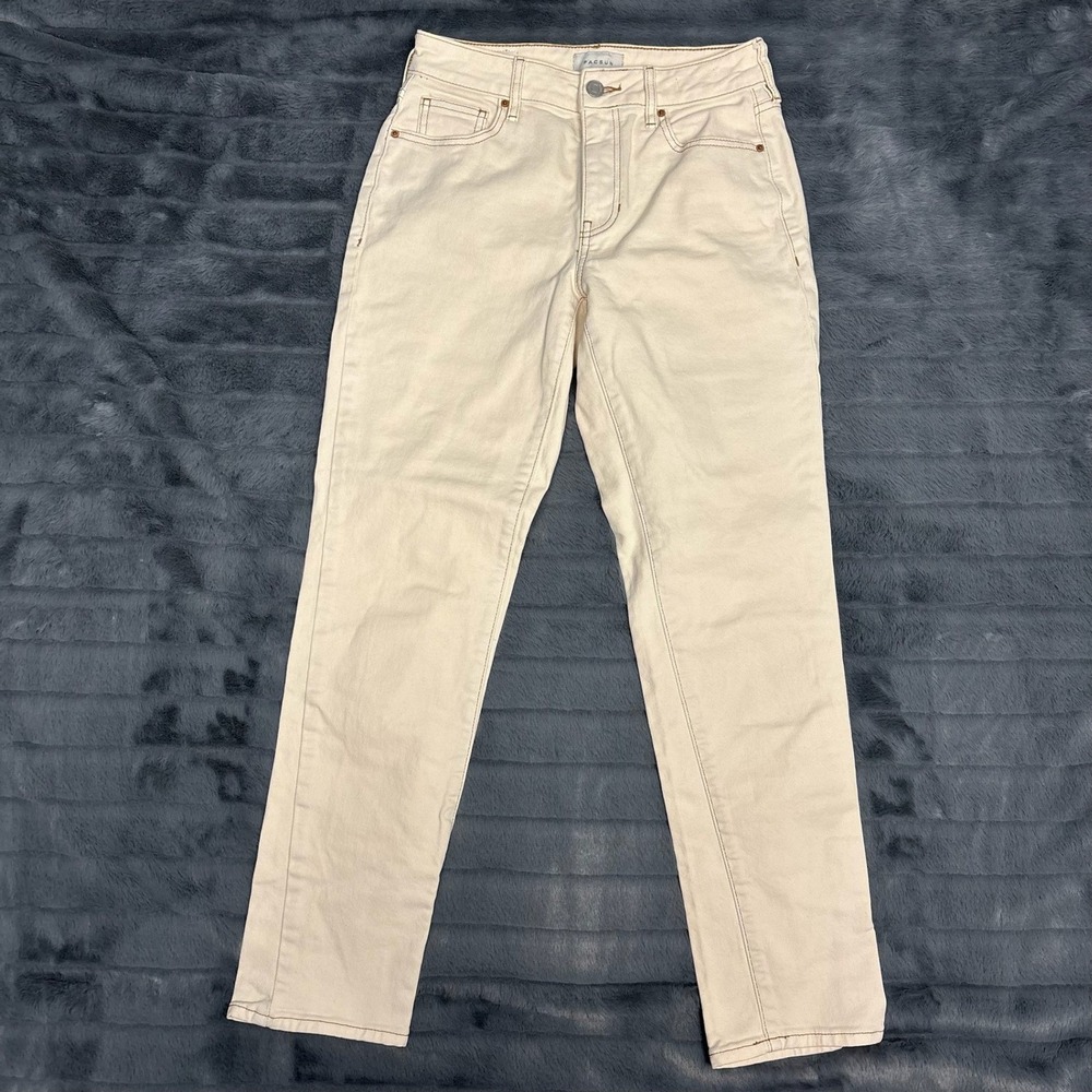 PacSun Stretch Mom Jeans Cream Off White High Waisted Denim Womens Size 24